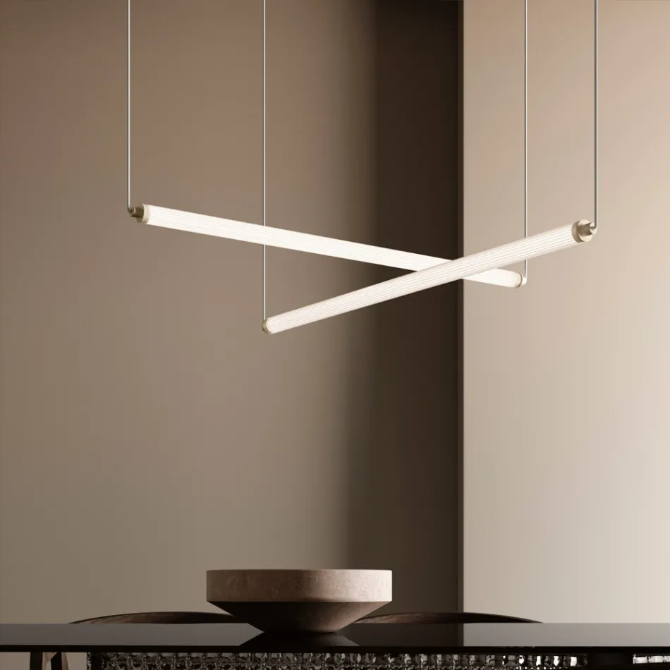 Moderne LED-lampe i ribbet glas med et eksklusivt design fremstillet i Italien - Lys Viadurini