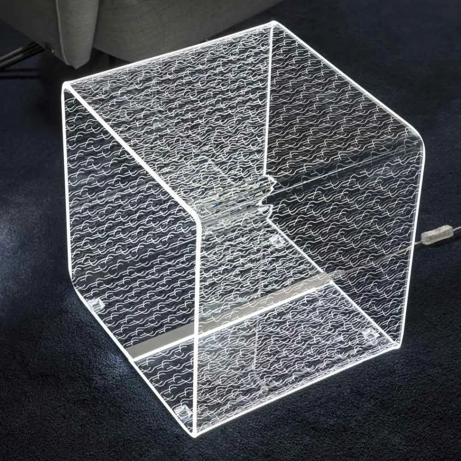 Rgb Led Lampe i Transparent Akryl Krystal Laser Decor - Robiola Viadurini