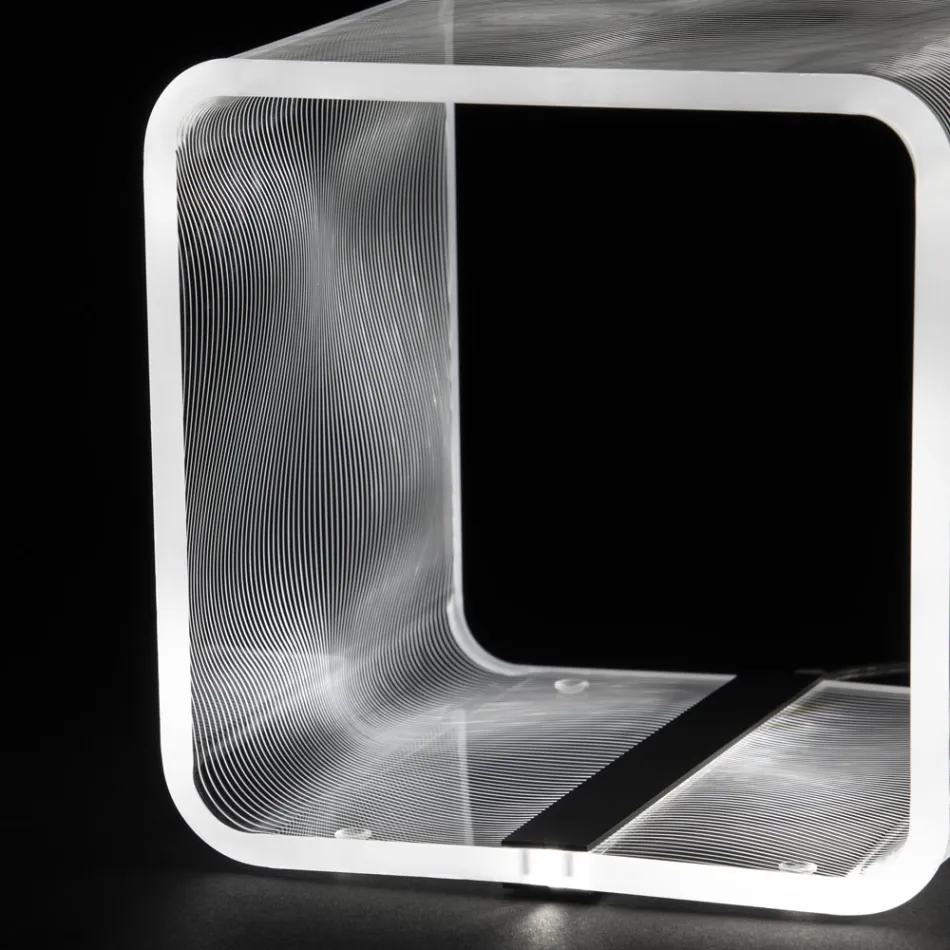 Rgb Led Lampe i Transparent Akryl Krystal Laser Decor - Robiola Viadurini