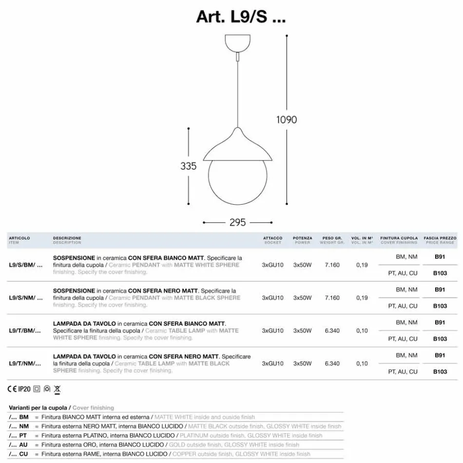moderne lampe keramisk suspension The Lustri 9 Viadurini