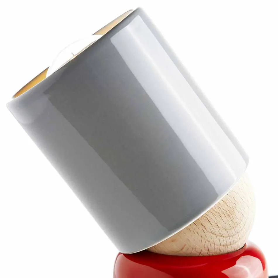 Moderne bordlampe lavet af keramik og bøg træ lavet i Italien Asien Viadurini