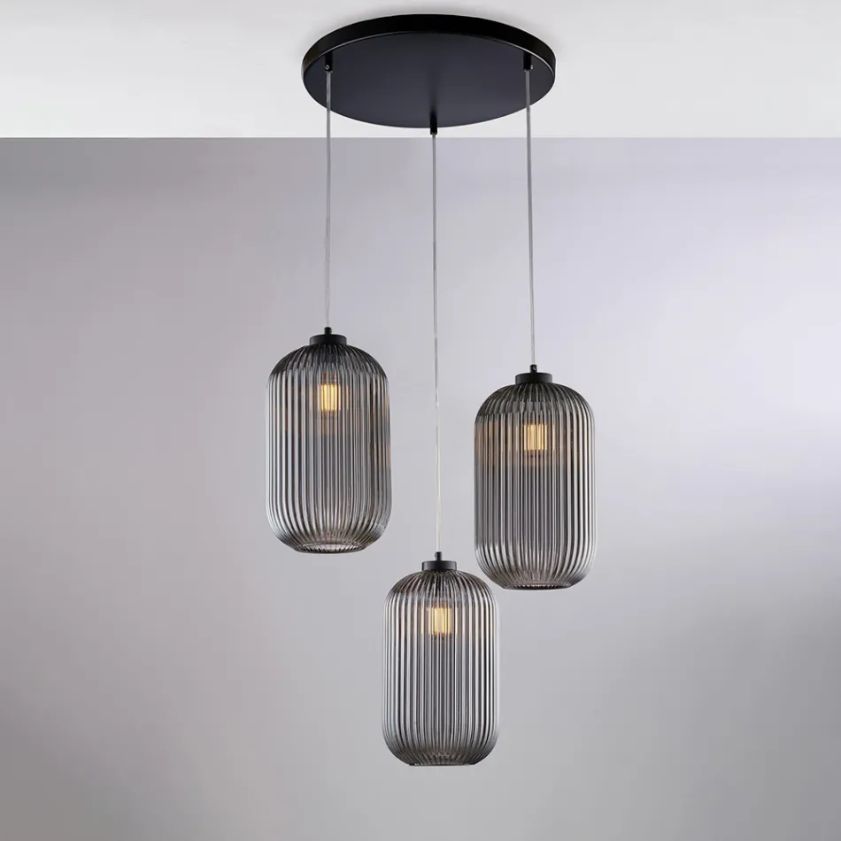 Moderne lampe i glas og metal, fremstillet i Italien, ideel til ethvert rum - Aquila Viadurini
