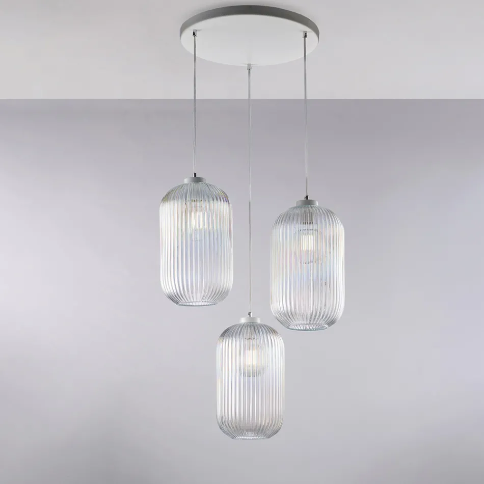 Moderne lampe i glas og metal, fremstillet i Italien, ideel til ethvert rum - Aquila Viadurini