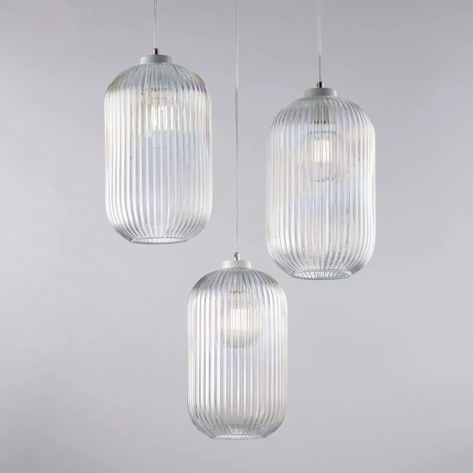 Moderne lampe i glas og metal, fremstillet i Italien, ideel til ethvert rum - Aquila Viadurini
