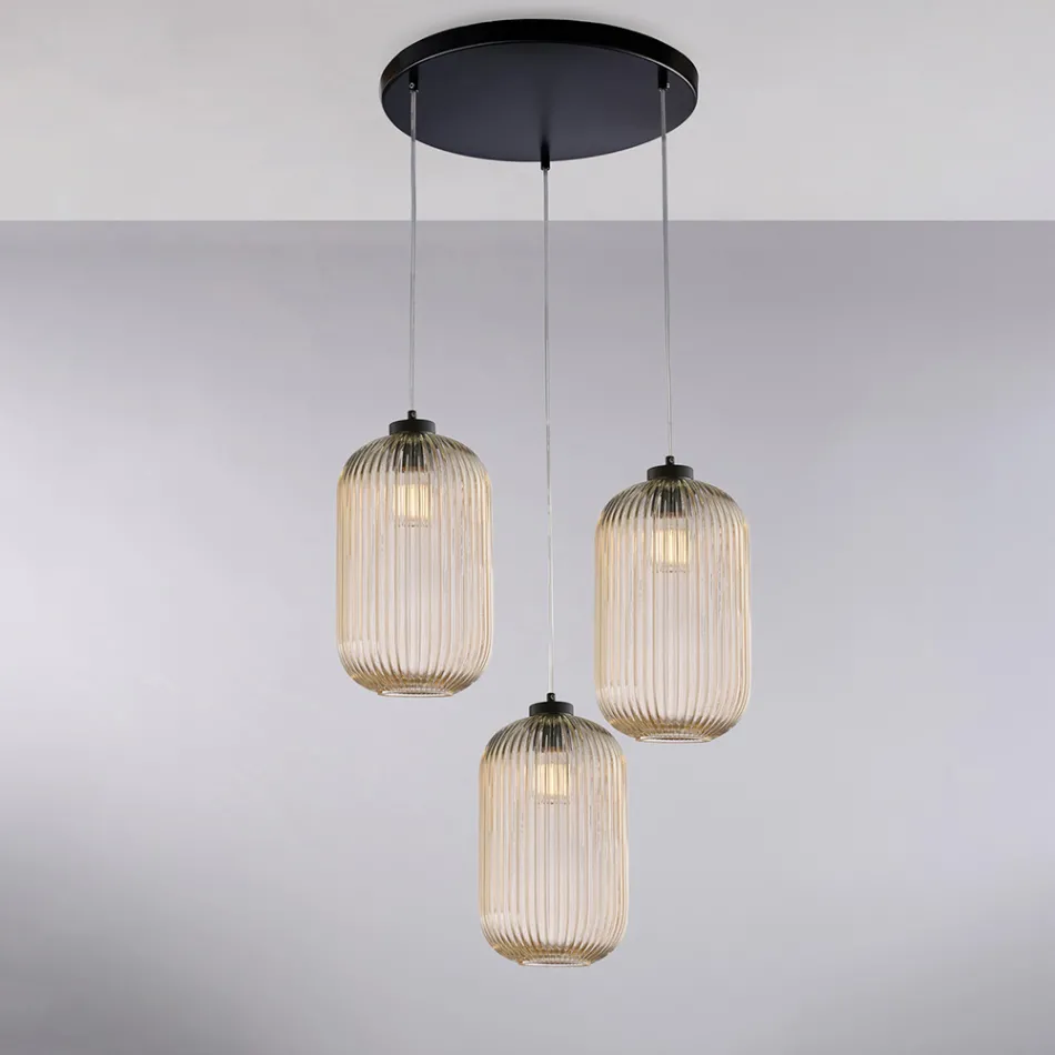Moderne lampe i glas og metal, fremstillet i Italien, ideel til ethvert rum - Aquila Viadurini