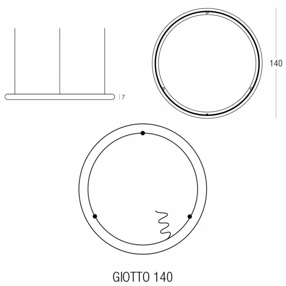 Moderne rund ophængslampe i polyethylen fremstillet i Italien - Slide Giotto Viadurini
