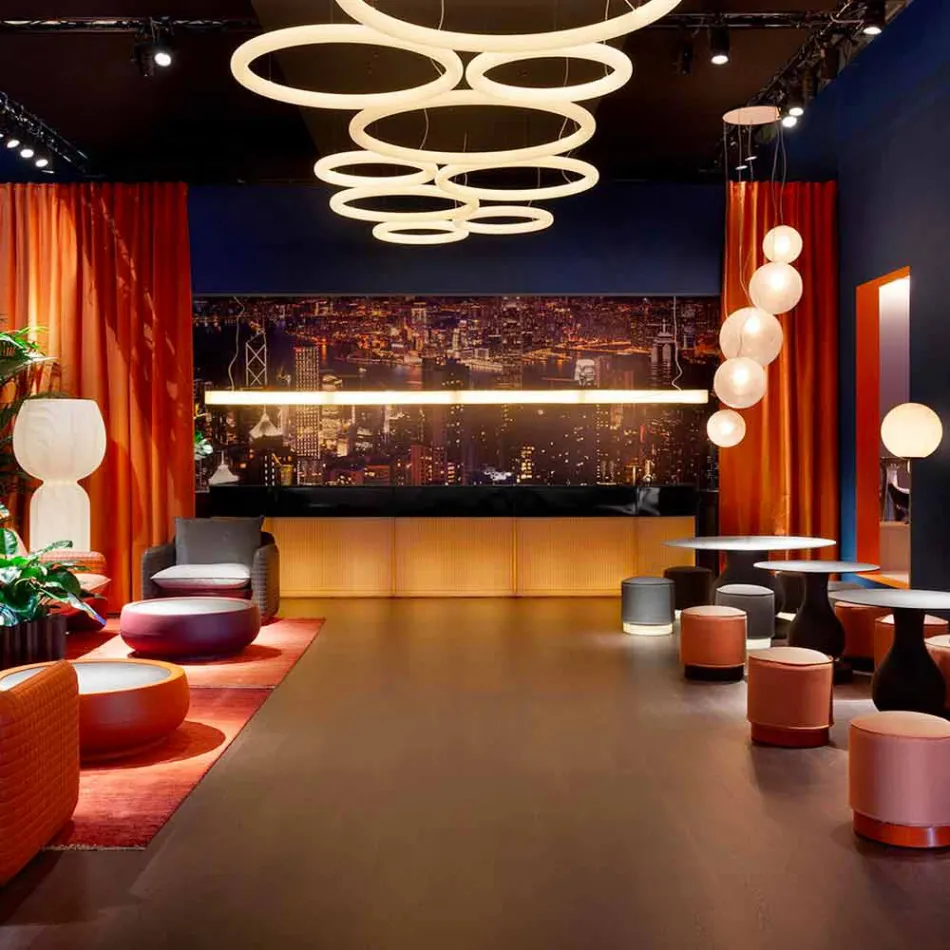 Moderne rund ophængslampe i polyethylen fremstillet i Italien - Slide Giotto Viadurini