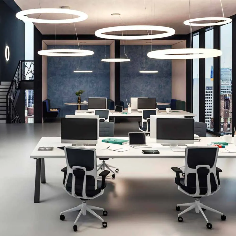 Moderne rund ophængslampe i polyethylen fremstillet i Italien - Slide Giotto Viadurini