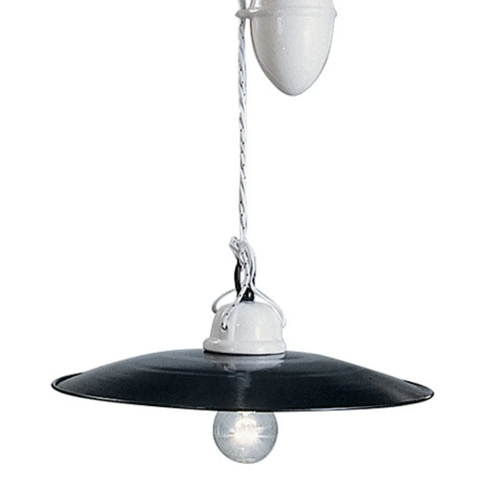 Nedhængt ups og downs lampe i hvid keramik og sort metal - power Viadurini