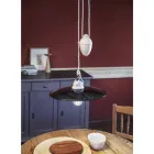 Nedhængt ups og downs lampe i hvid keramik og sort metal - power Viadurini