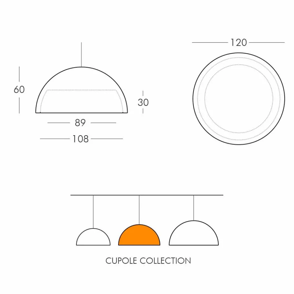 Farvet suspension lampe Slide Cupole polyethylen lavet i Italien Viadurini