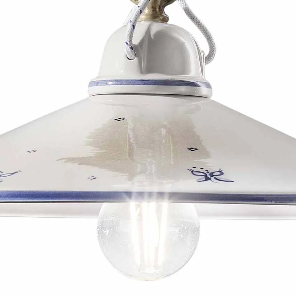 Pendellampe i håndmalet keramik og jern 3 størrelser - Asti Viadurini