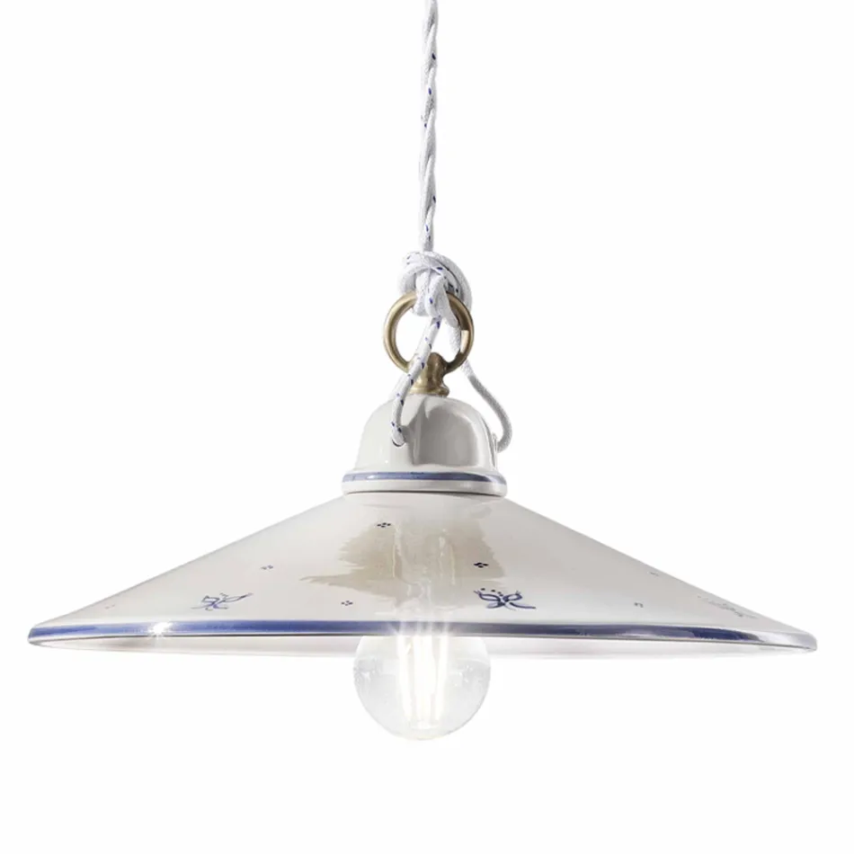 Pendellampe i håndmalet keramik og jern 3 størrelser - Asti Viadurini