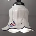 Pendellampe i metal og hånddekoreret keramik med rose - Pisa Viadurini