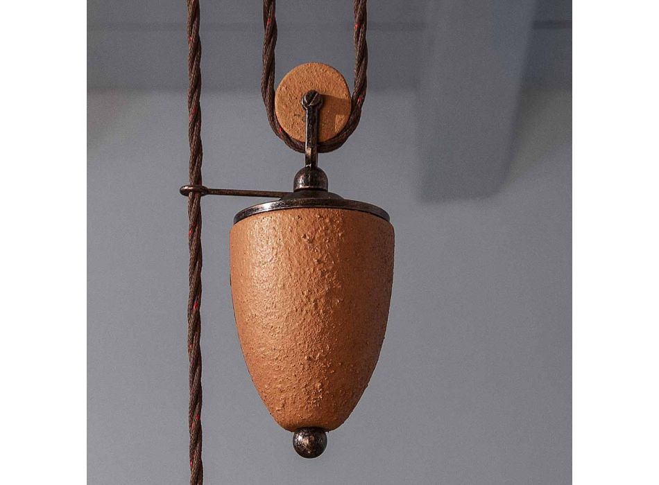 Ups and Downs Pendellampe i jern og håndrå keramik - Bologna Viadurini