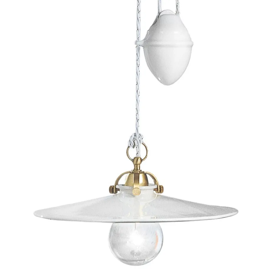 Ups og Down Pendellampe i jern og blank keramik 2 størrelser - Asti Viadurini