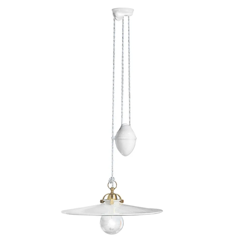 Ups og Down Pendellampe i jern og blank keramik 2 størrelser - Asti Viadurini