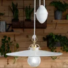 Ups og Down Pendellampe i jern og blank keramik 2 størrelser - Asti Viadurini