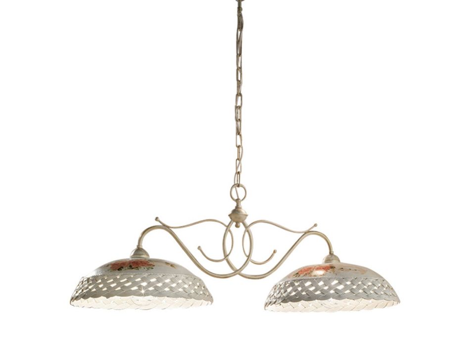 Hængelampe 2 lys Keramisk håndlavet perforeret og dekoreret - Verona Viadurini