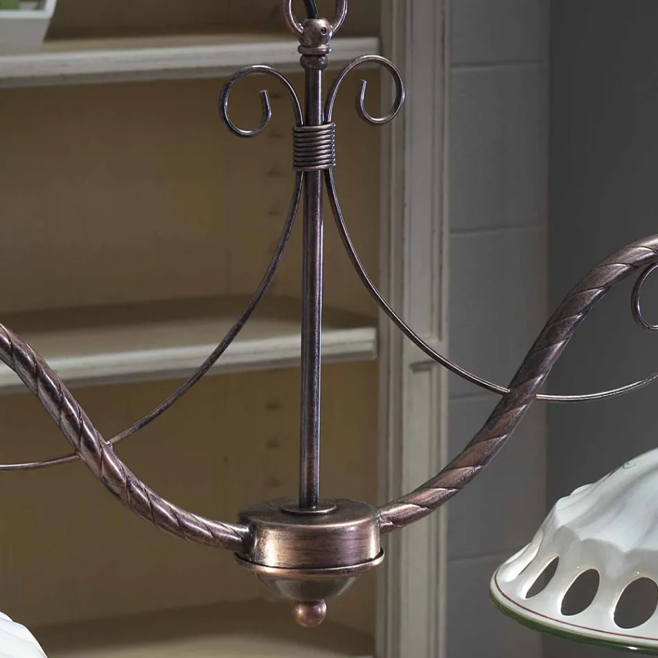 Hængelampe 2 lys i håndlavet keramik med Passanastri - Napoli Viadurini