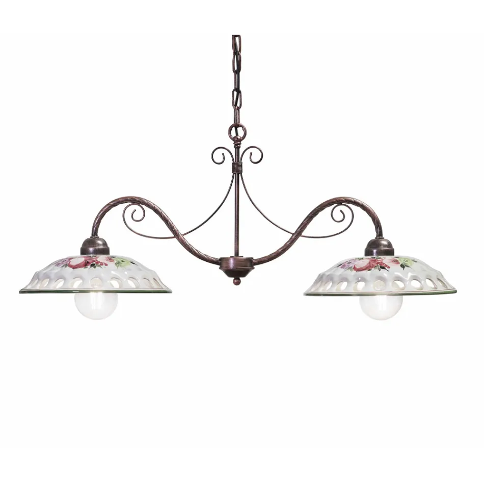 Hængelampe 2 lys i håndlavet keramik med Passanastri - Napoli Viadurini