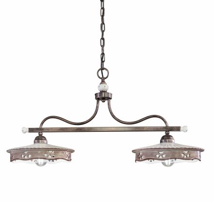 Vintage hængelampe 2 lys i håndlavet jernkeramik - Alessandria Viadurini