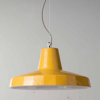 Hængelampe 42 cm i messing og toskanske majolica Rossi - Toscot