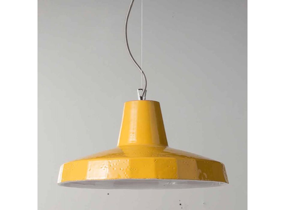 Hængelampe 42 cm i messing og toskanske majolica Rossi - Toscot