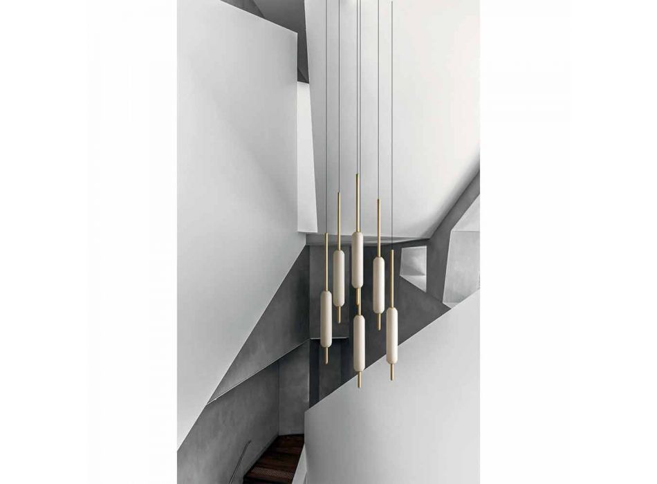 Hængende lampe med 1, 3 eller 6 lys i messing moderne design - Typha af Il Fanale Viadurini