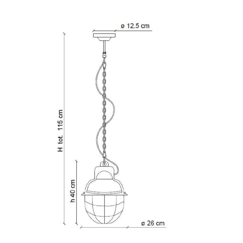 Håndlavet hængelampe i jern og keramik med gitter - Industriel Viadurini