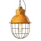 Håndlavet hængelampe i jern og keramik med gitter - Industriel Viadurini