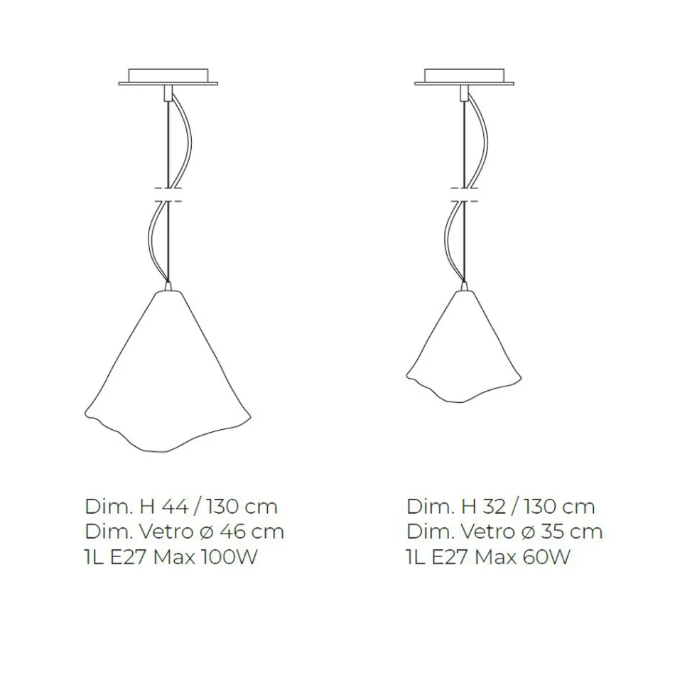 Håndlavet hængelampe i blæst venetiansk glas 35 46 cm - Mary Viadurini