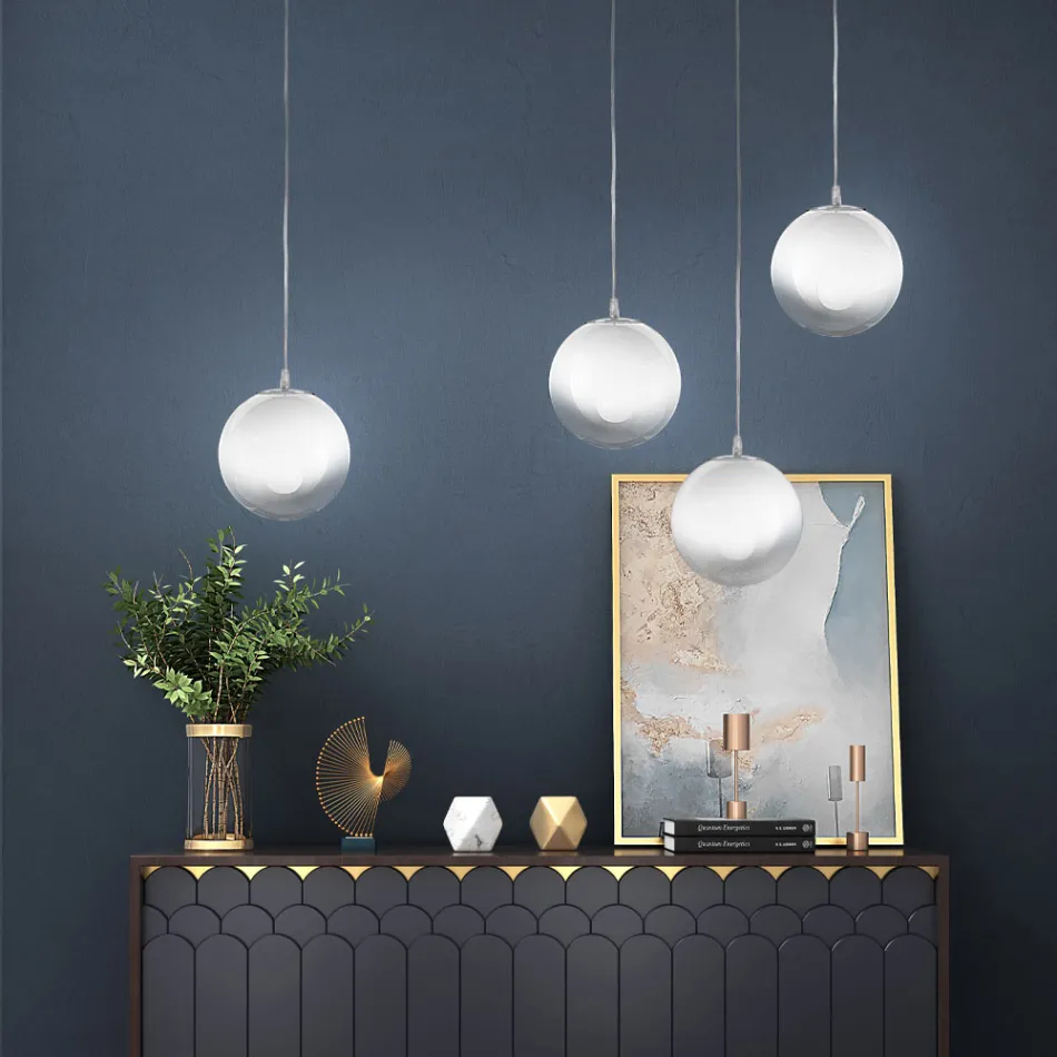 Håndlavet suspenderet lampe i venetiansk blæst glas - Nova Viadurini