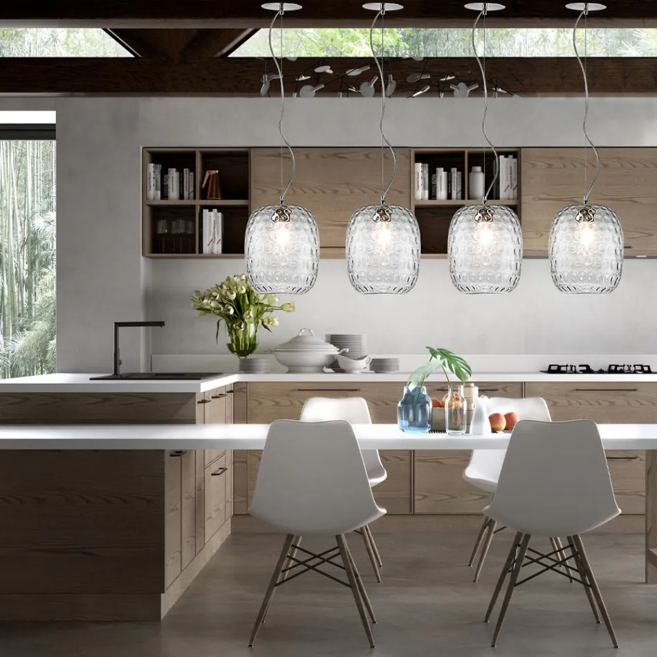 Håndlavet hængende lampe i blæst venetiansk glas - Cloe Balloton Viadurini