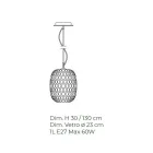 Håndlavet hængende lampe i blæst venetiansk glas - Cloe Balloton Viadurini