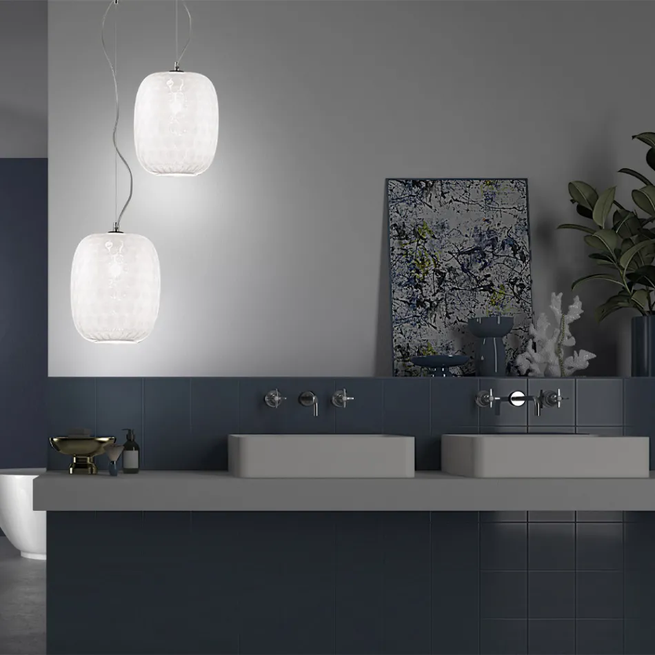 Håndlavet hængende lampe i blæst venetiansk glas - Cloe Balloton Viadurini