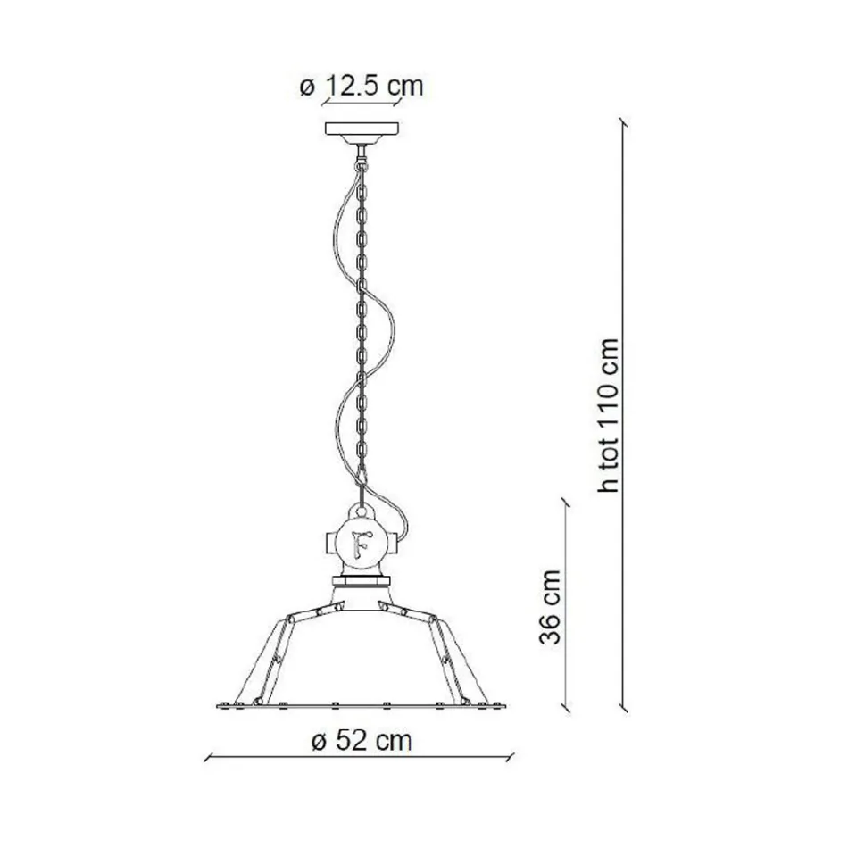Industriel hængelampe i jern og keramik - Industriel Viadurini