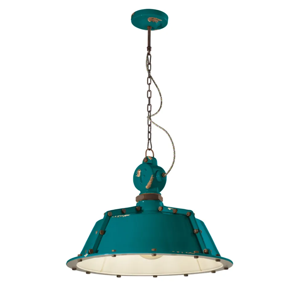 Industrial Artisan Hængelampe i Jern og Keramik - Industriel Viadurini