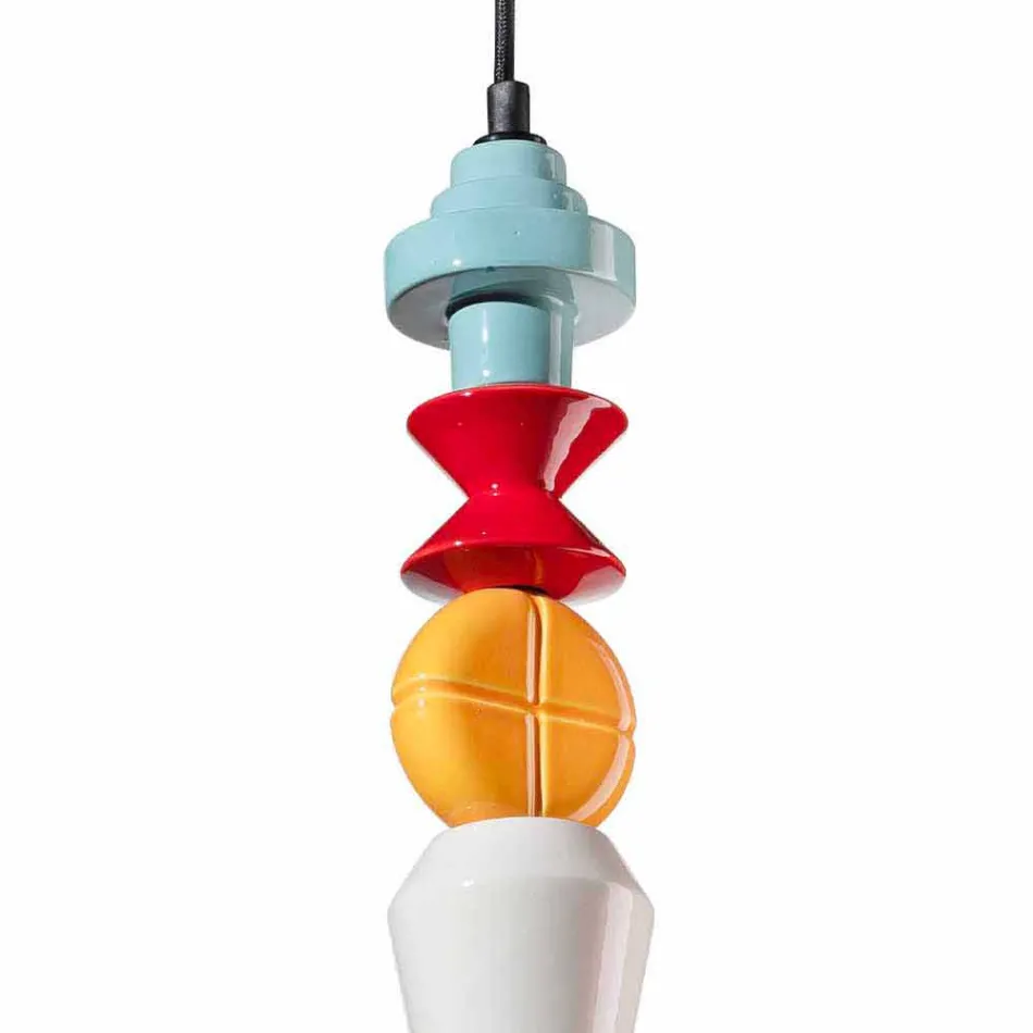 Gul eller grøn retro keramisk hængelampe fremstillet i Italien - Ferroluce Lariat Viadurini