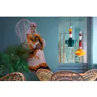 Gul eller grøn retro keramisk hængelampe fremstillet i Italien - Ferroluce Lariat Viadurini