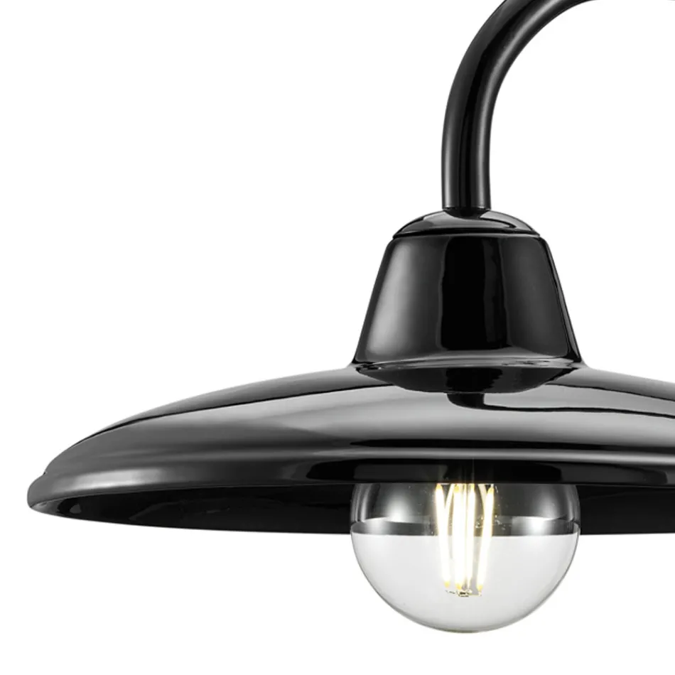 Suspenderet lampe sort keramik og jern industriel vintage design - Bew Viadurini