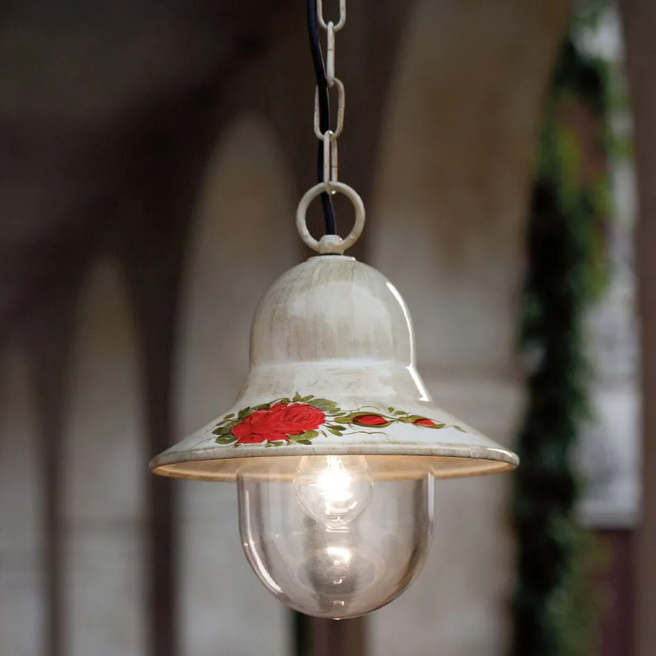 Udendørs hængende lampe i håndmalet hvid aluminium - Imperia Viadurini