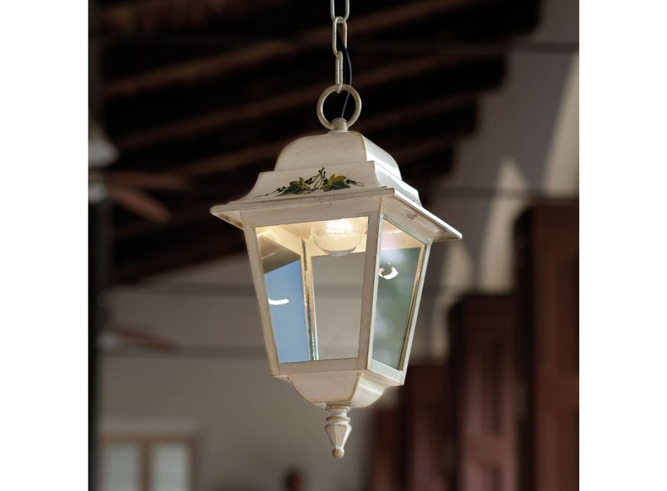 Ophængt udendørslampe i hvid aluminium og håndlavet dekoration - Gorizia Viadurini
