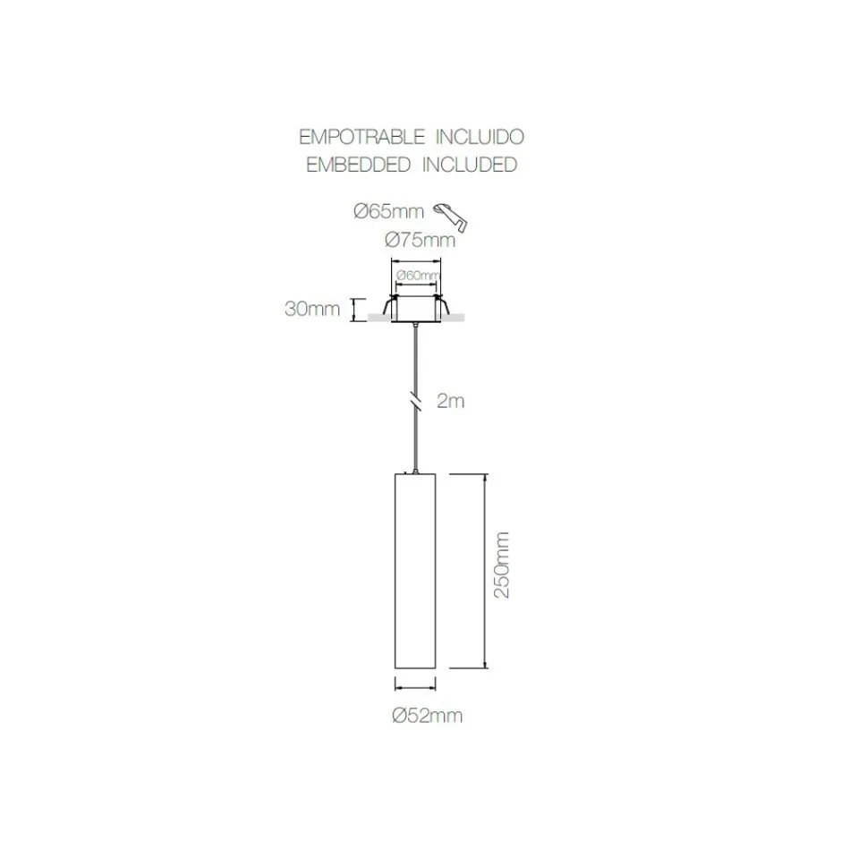 Nedhængt forsænket lampe i hvid eller sort aluminium, 2 stk - Rebolla Viadurini