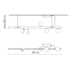 Ophængt lampe Design Hvid aluminium med glaskugler og spotlights - Exodus Viadurini