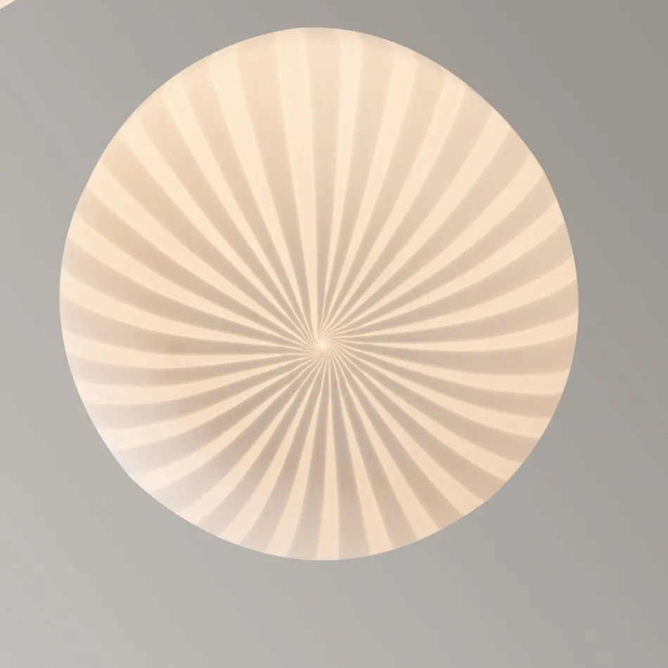 Rund Design Hængelampe i Hvidt Filigran Glas - Campingvogn Viadurini