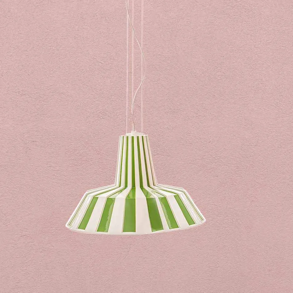 Suspenderet designlampe i keramisk stribet - Budin Viadurini