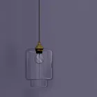 Design hængende lampe i metal og gennemsigtigt glas fremstillet i Italien - Clizia Viadurini