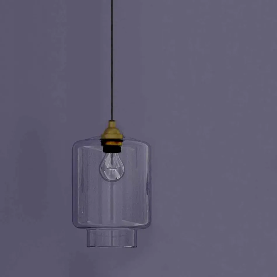 Design hængende lampe i metal og gennemsigtigt glas fremstillet i Italien - Clizia Viadurini