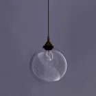 Design hængende lampe i metal og gennemsigtigt glas fremstillet i Italien - Clizia Viadurini